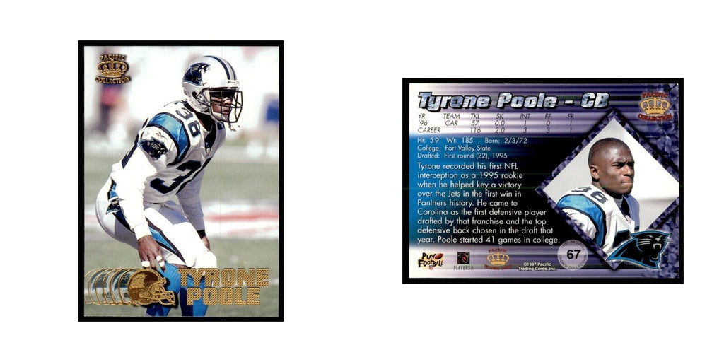Tyrone Poole 1997 Pacific #67 Football Cards Football Card NM