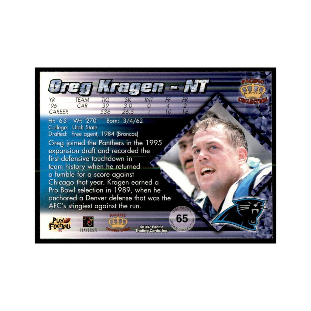 Greg Kragen 1997 Pacific #65 Football Cards Football Card NM