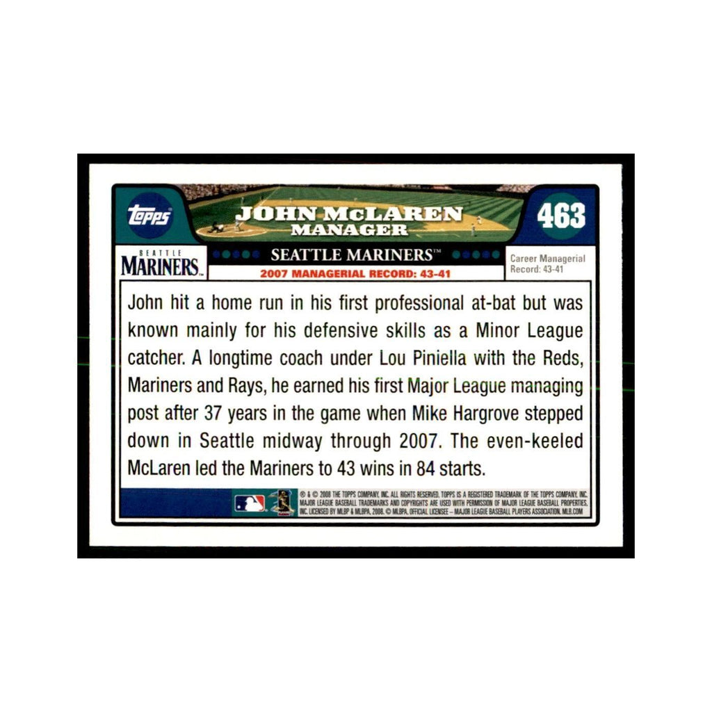 John McLaren 2008 Topps #463 Baseball Cards Baseball Card NM