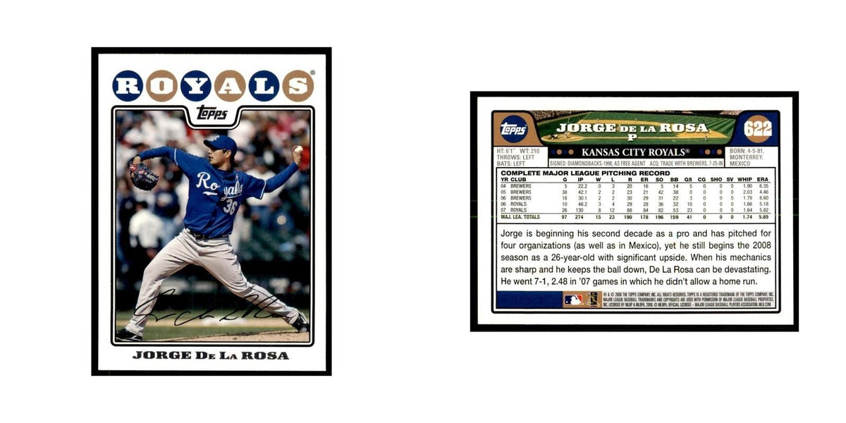 Jorge de la Rosa 2008 Topps #622 Baseball Cards Baseball Card NM