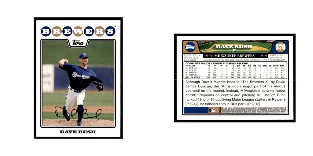 Dave Bush 2008 Topps #576 Baseball Cards Baseball Card NM