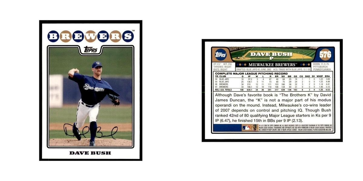 Dave Bush 2008 Topps #576 Baseball Cards Baseball Card NM