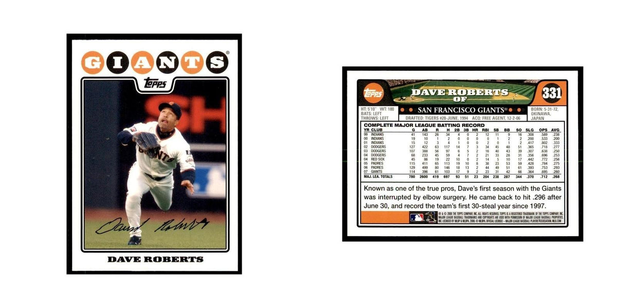 Dave Roberts 2008 Topps #331 Baseball Cards Baseball Card NM