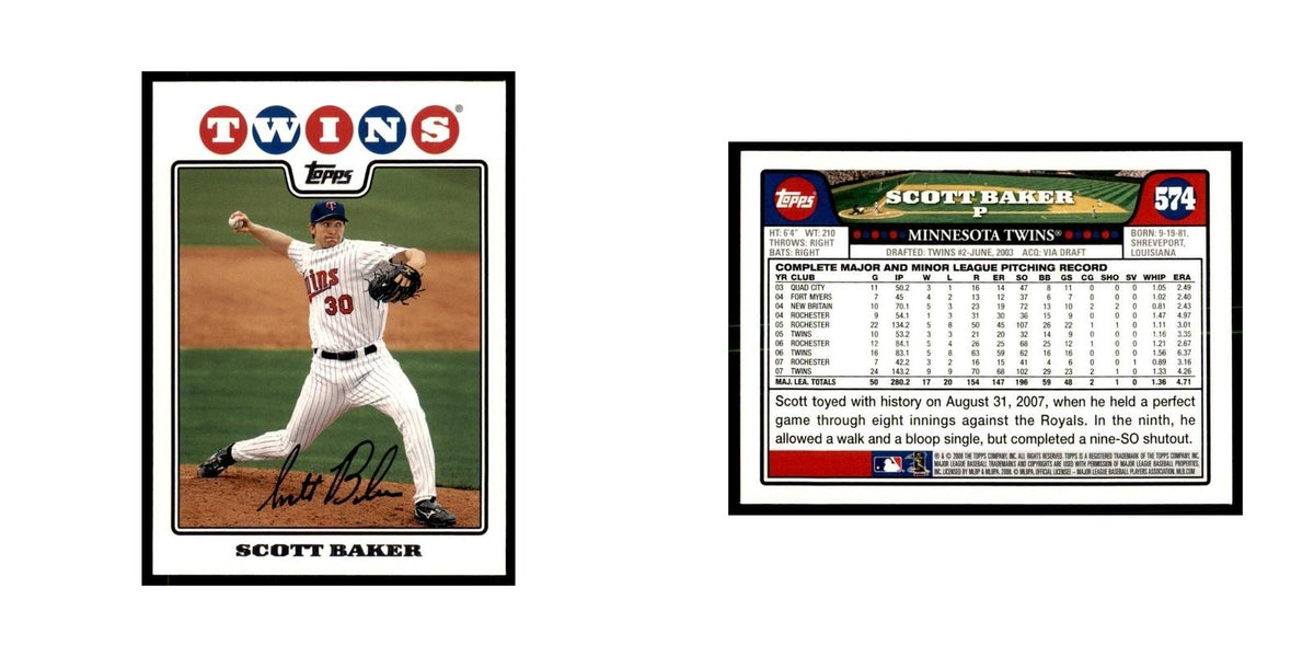 Scott Baker 2008 Topps #574 Baseball Cards Baseball Card NM