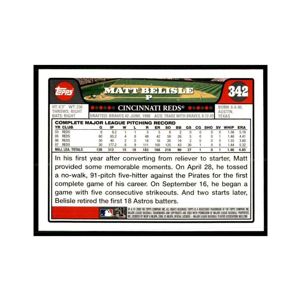 Matt Belisle 2008 Topps #342 Baseball Cards Baseball Card NM