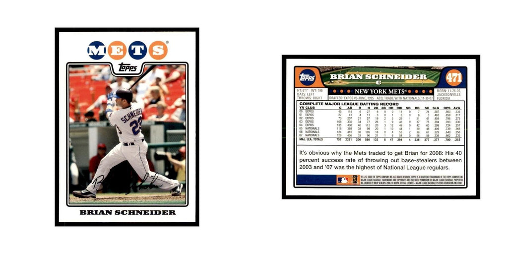 Brian Schneider 2008 Topps #471 Baseball Cards Baseball Card NM