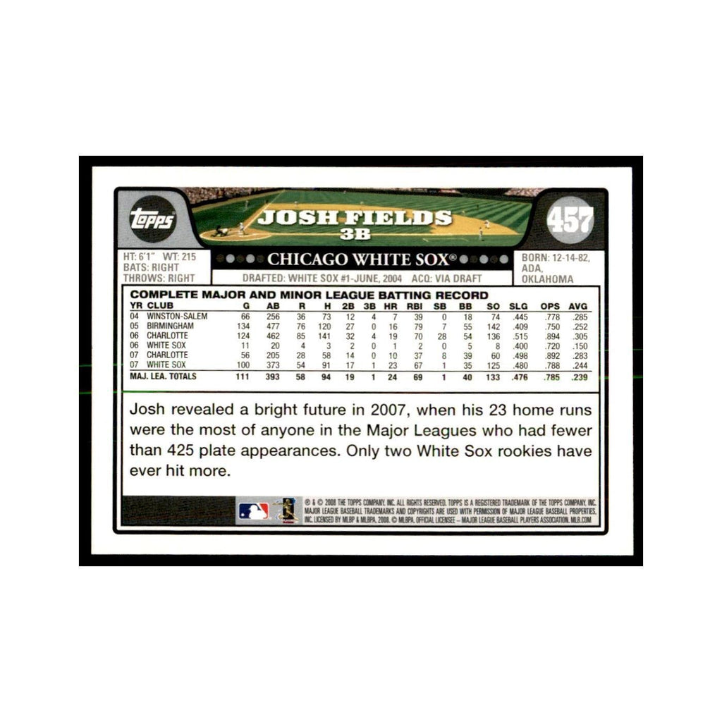 Josh Fields 2008 Topps #457 Baseball Cards Baseball Card NM