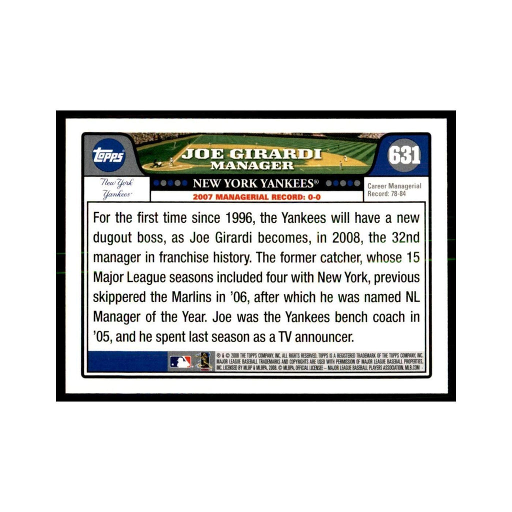 Joe Girardi 2008 Topps #631 Baseball Cards Baseball Card NM