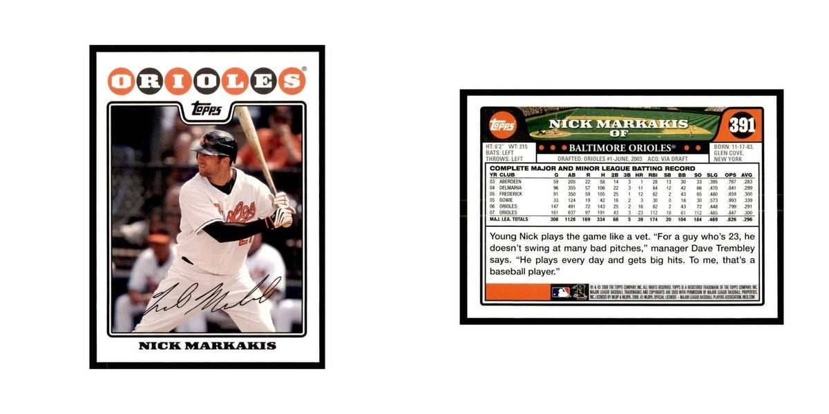 Nick Markakis 2008 Topps #391 Baseball Cards Baseball Card NM