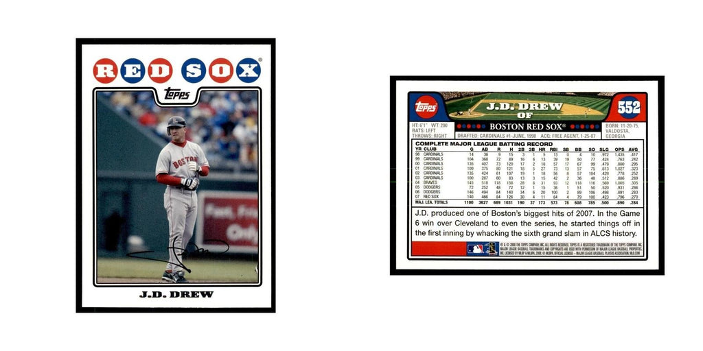 J.D. Drew 2008 Topps #552 Baseball Cards Baseball Card NM