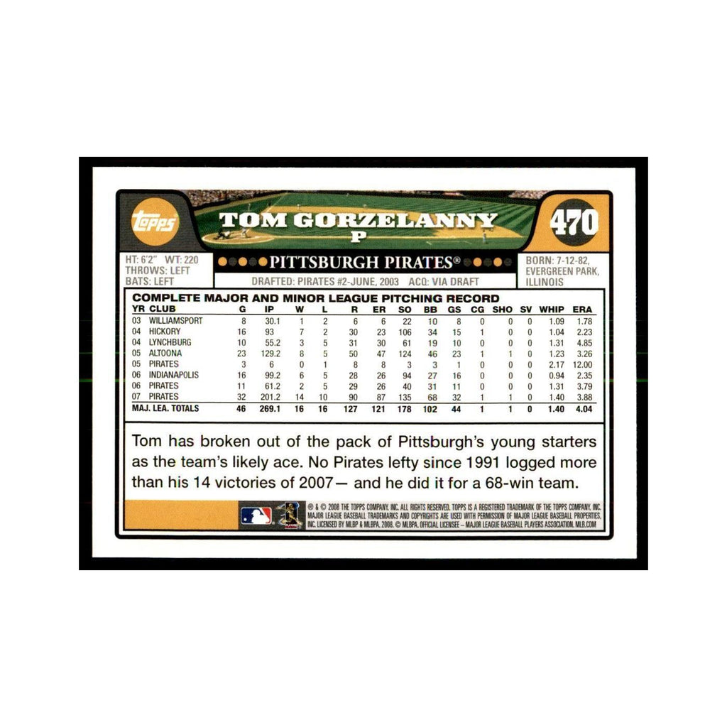 Tom Gorzelanny 2008 Topps #470 Baseball Cards Baseball Card NM