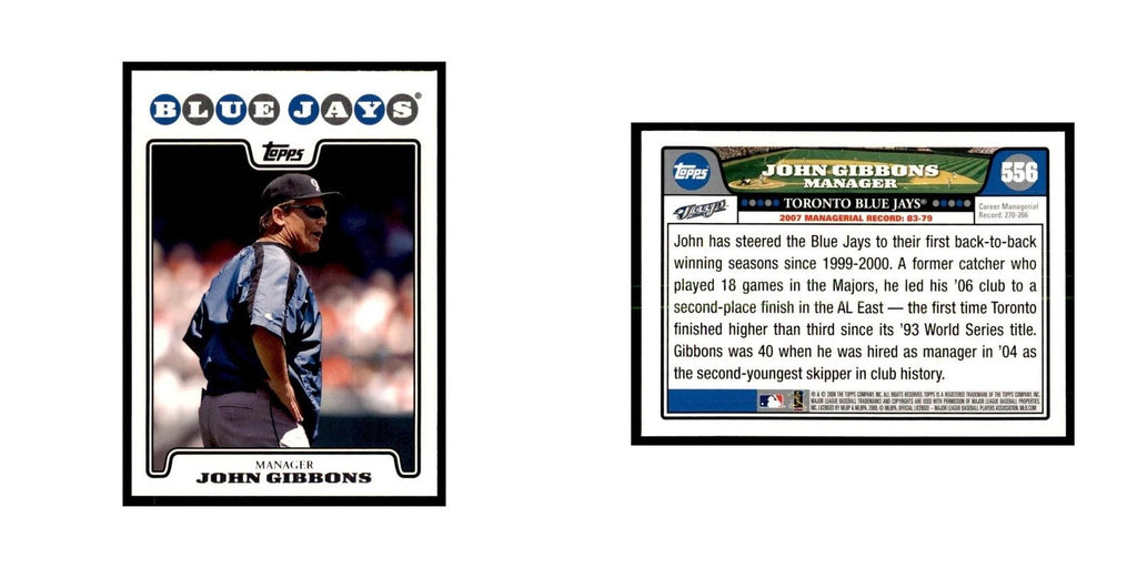 John Gibbons 2008 Topps #556 Baseball Cards Baseball Card NM