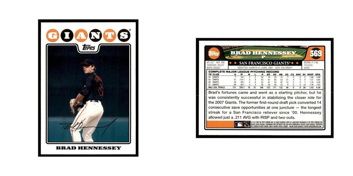 Brad Hennessey 2008 Topps #569 Baseball Cards Baseball Card NM