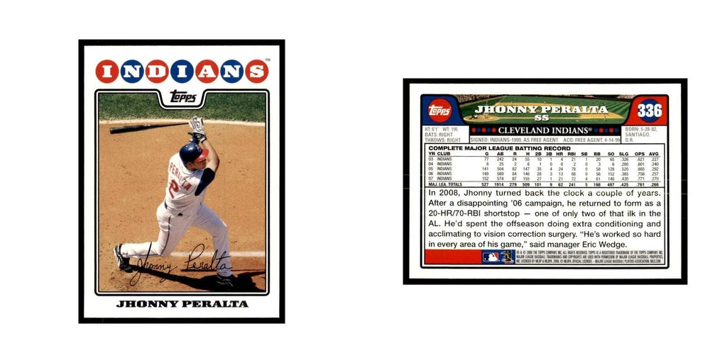 Jhonny Peralta 2008 Topps #336 Baseball Cards Baseball Card NM