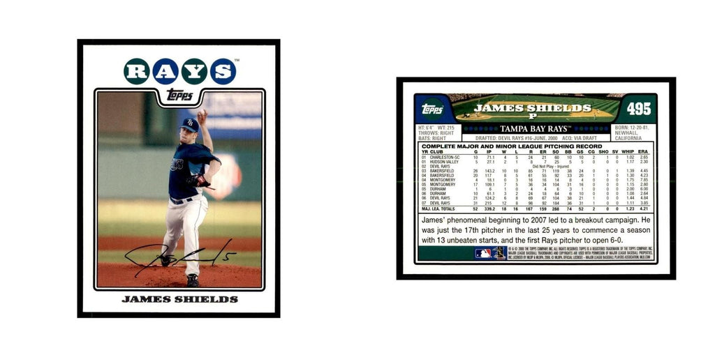 James Shields 2008 Topps #495 Baseball Cards Baseball Card NM