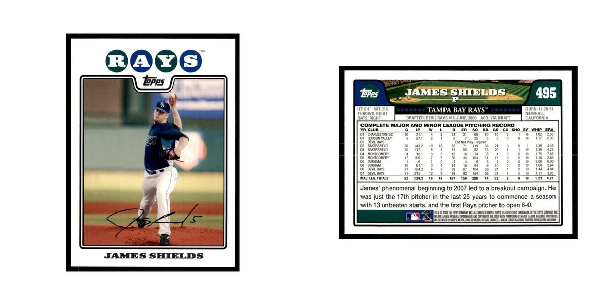 James Shields 2008 Topps #495 Baseball Cards Baseball Card NM