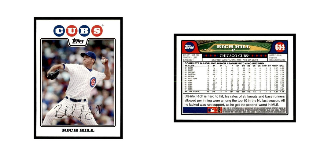 Rich Hill 2008 Topps #614 Baseball Cards Baseball Card NM