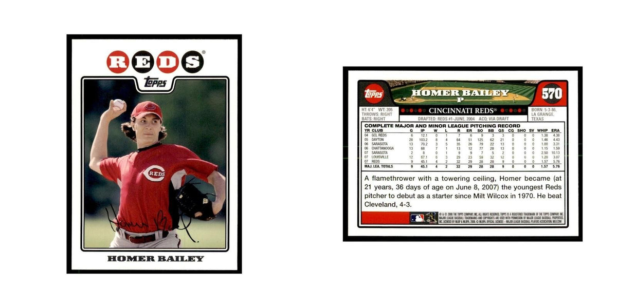 Homer Bailey 2008 Topps #570 Baseball Cards Baseball Card NM