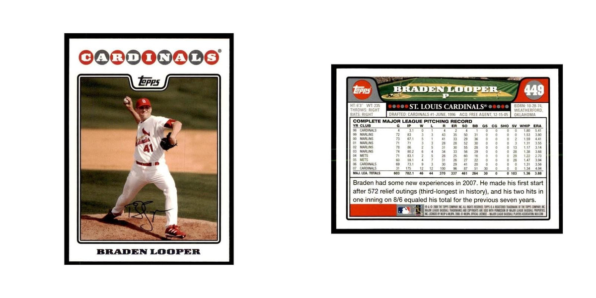 Braden Looper 2008 Topps #449 Baseball Cards Baseball Card NM