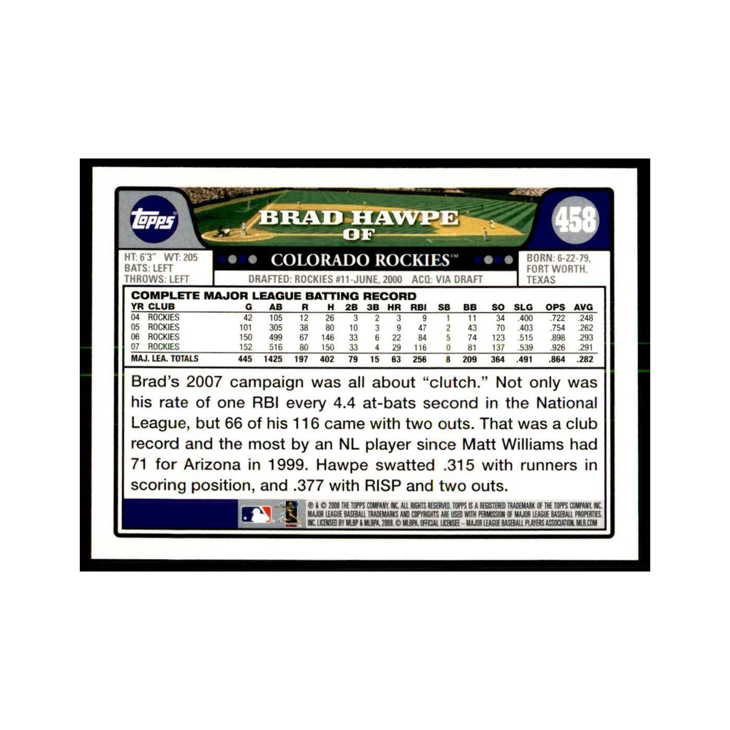 Brad Hawpe 2008 Topps #458 Baseball Cards Baseball Card NM