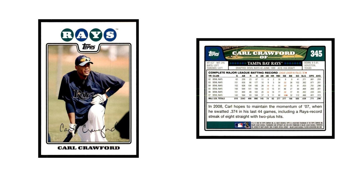 Carl Crawford 2008 Topps #345 Baseball Cards Baseball Card NM