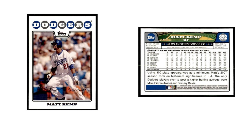 Matt Kemp 2008 Topps #372 Baseball Cards Baseball Card NM