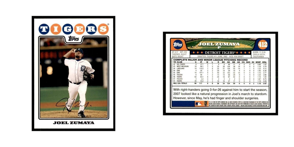 Joel Zumaya 2008 Topps #412 Baseball Cards Baseball Card NM