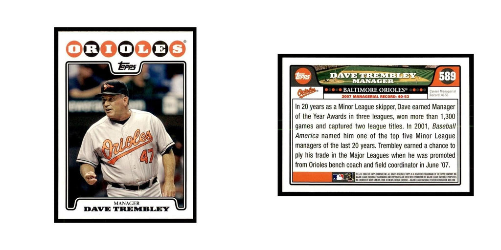 Dave Trembley 2008 Topps #589 Baseball Cards Baseball Card NM