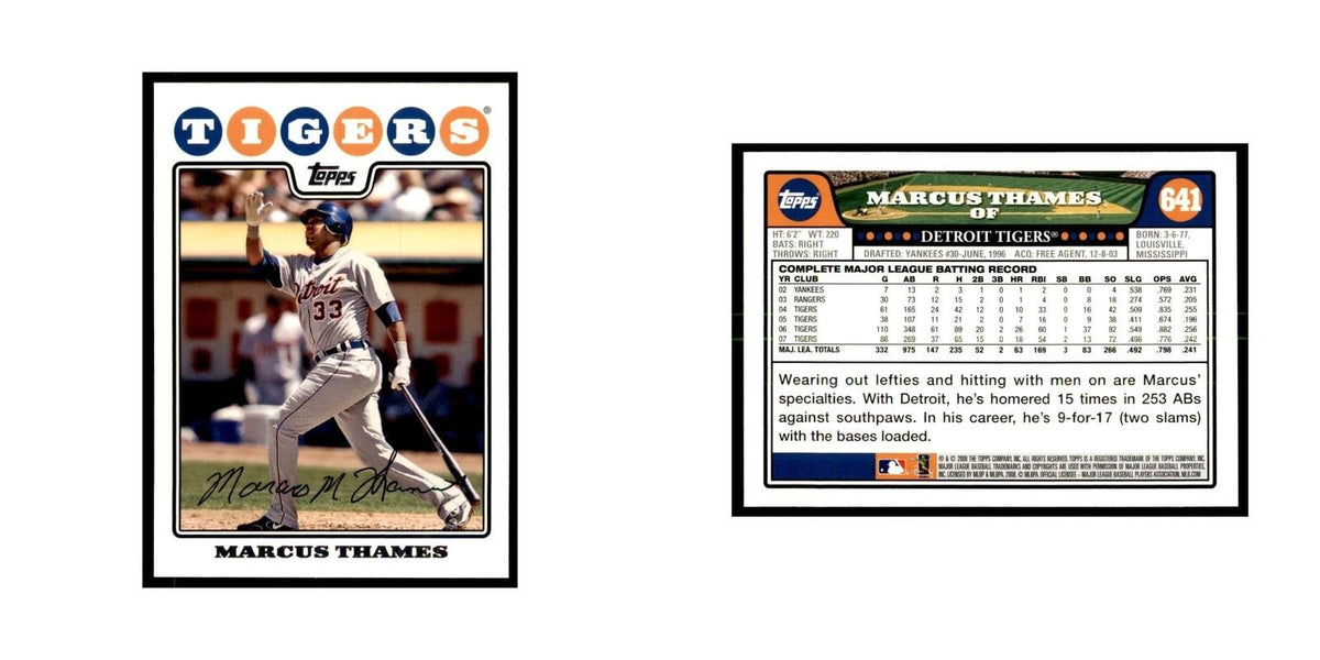 Marcus Thames 2008 Topps #641 Baseball Cards Baseball Card NM