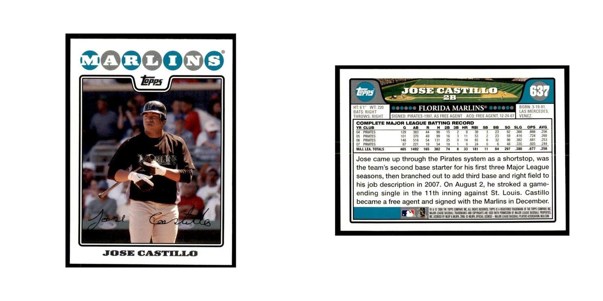 Jose Castillo 2008 Topps #637 Baseball Cards Baseball Card NM