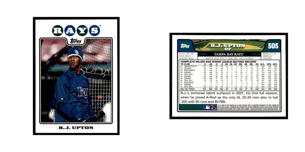 B.J. Upton 2008 Topps #505 Baseball Cards Baseball Card NM