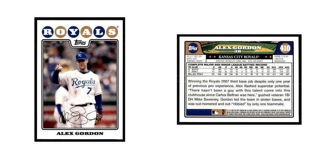 Alex Gordon 2008 Topps #410 Baseball Cards Baseball Card NM