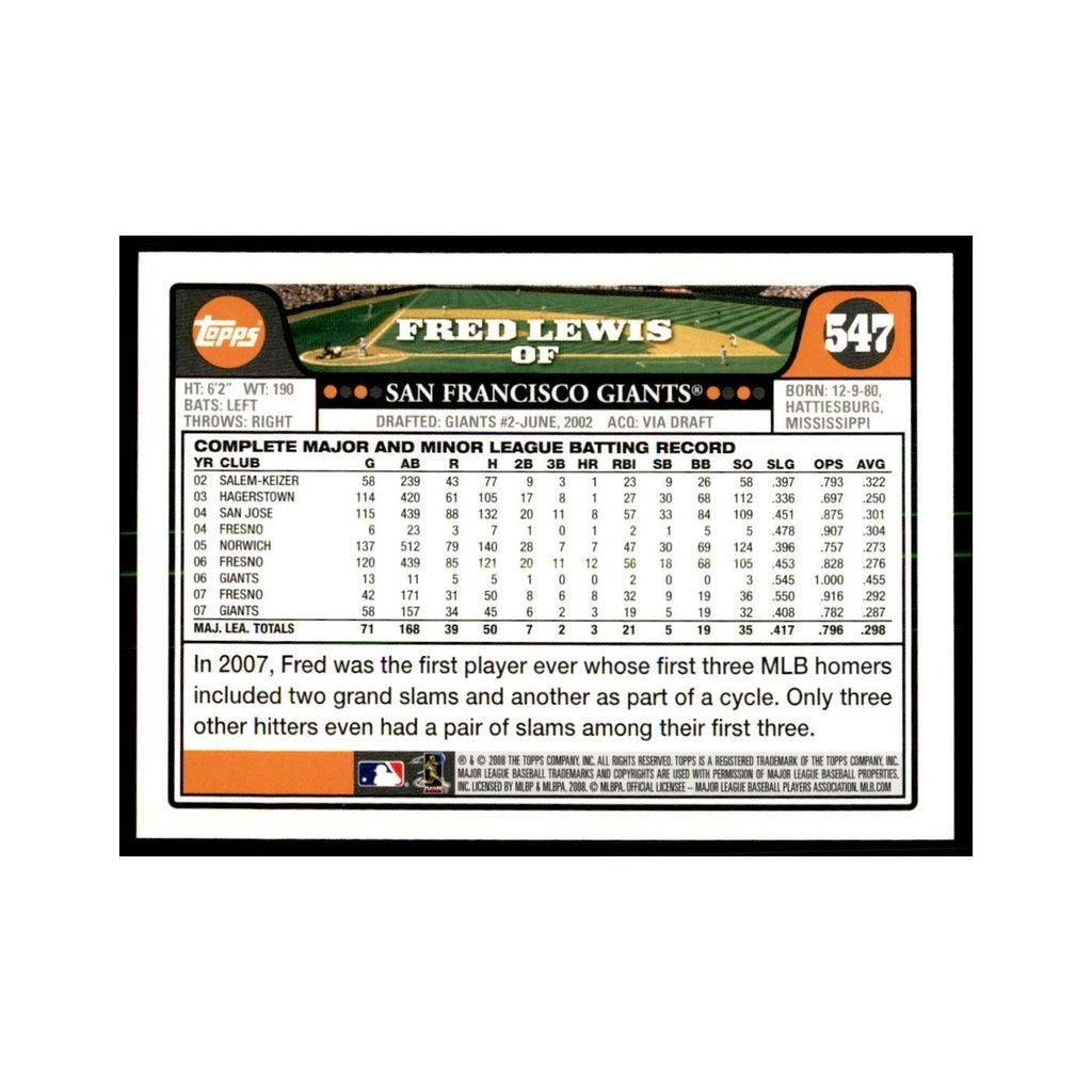 Fred Lewis 2008 Topps #547 Baseball Cards Baseball Card NM