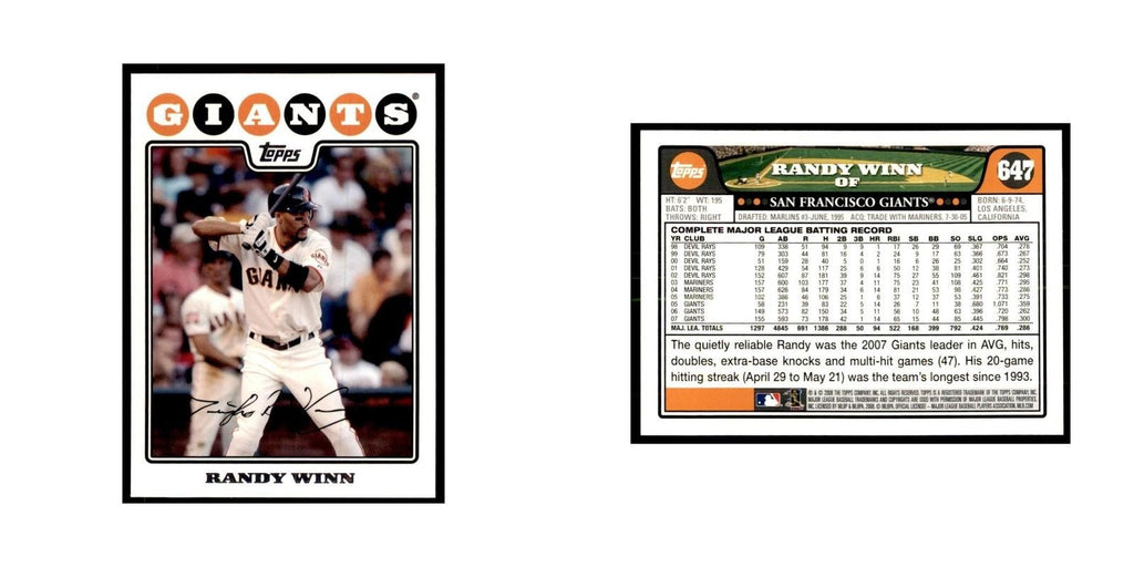 Randy Winn 2008 Topps #647 Baseball Cards Baseball Card NM