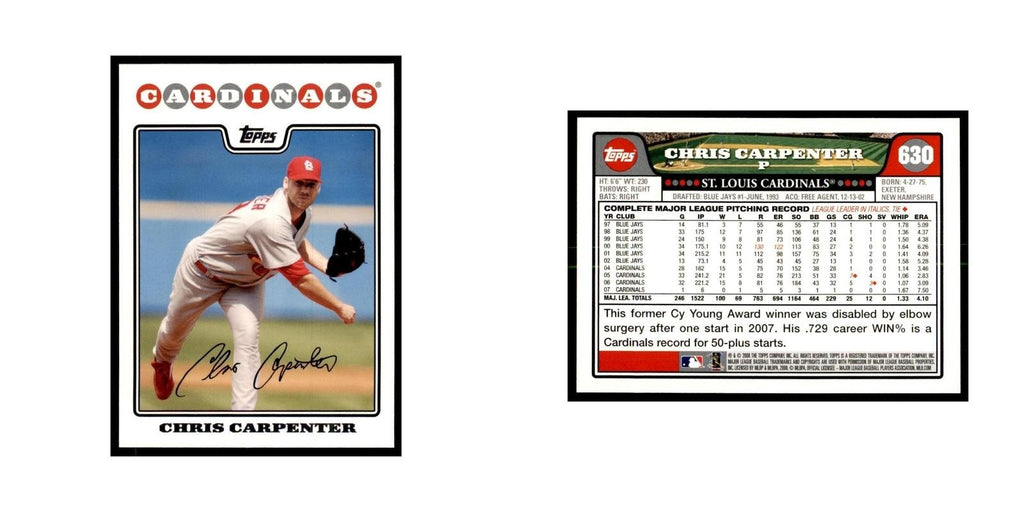 Chris Carpenter 2008 Topps #630 Baseball Cards Baseball Card NM