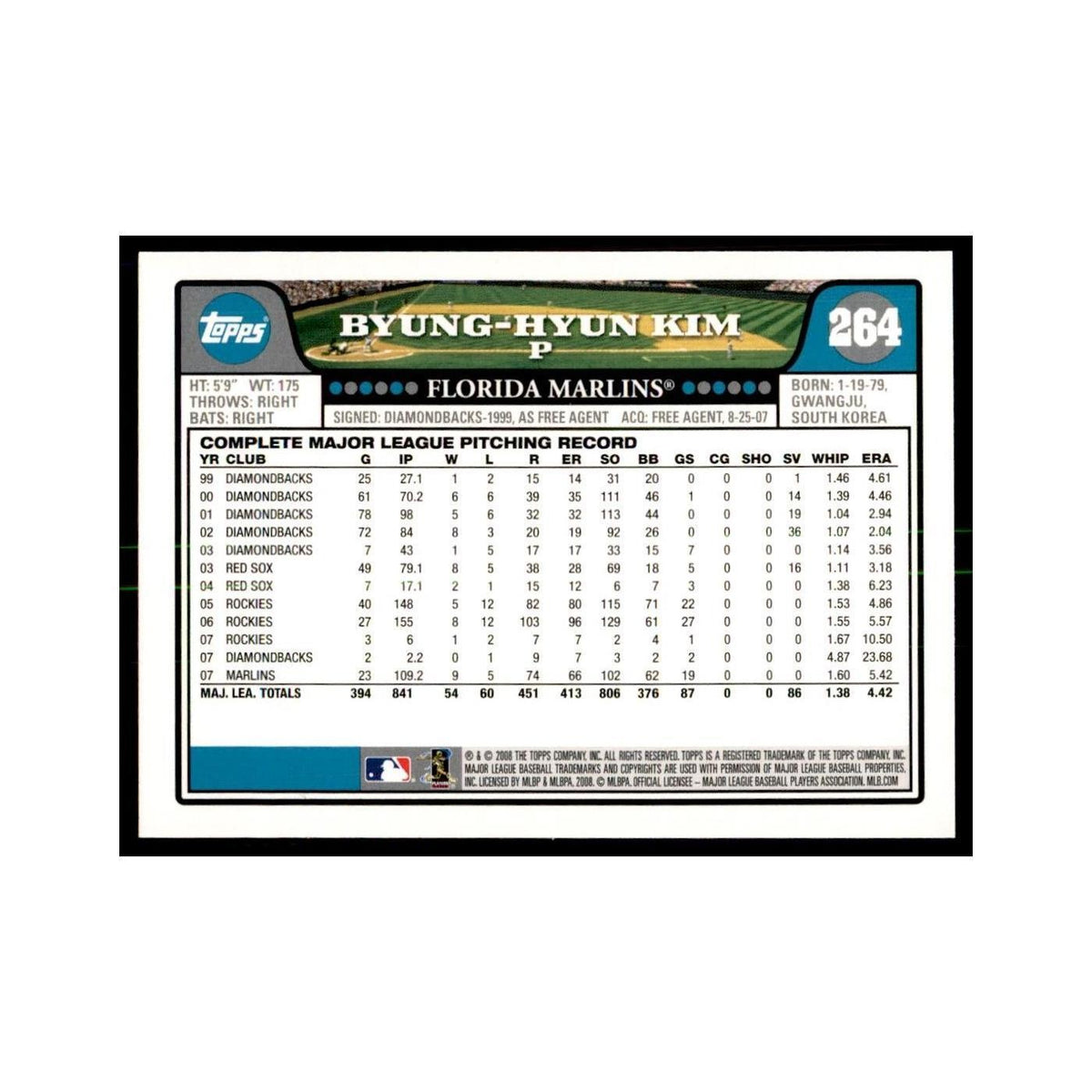 Byung-Hyun Kim 2008 Topps #264 Baseball Cards Baseball Card NM