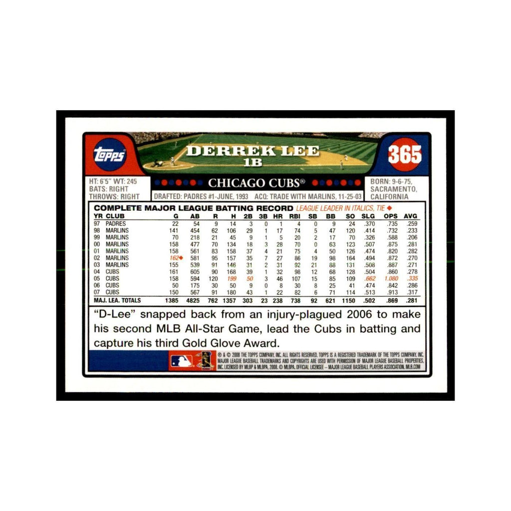Derrek Lee 2008 Topps #365 Baseball Cards Baseball Card NM