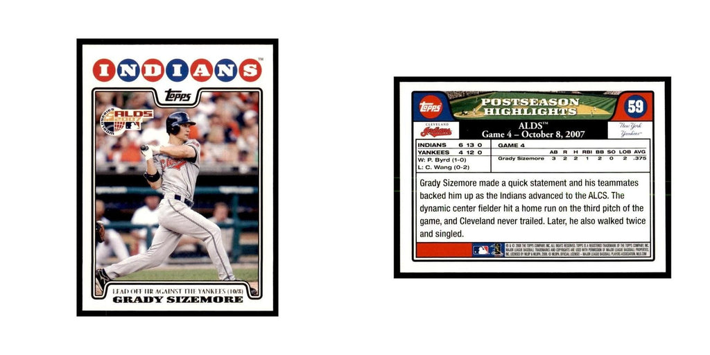 Grady Sizemore 2008 Topps #59 Baseball Cards Baseball Card NM