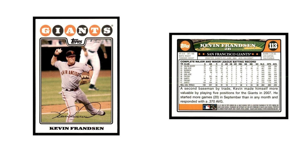 Kevin Frandsen 2008 Topps #113 Baseball Cards Baseball Card NM