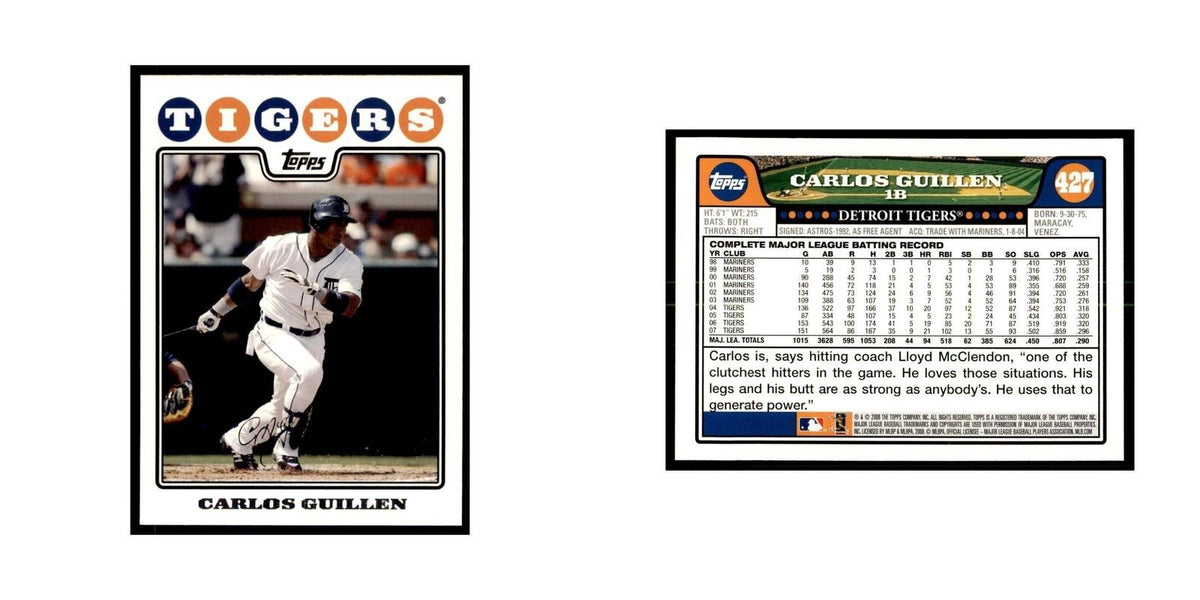Carlos Guillen 2008 Topps #427 Baseball Cards Baseball Card NM