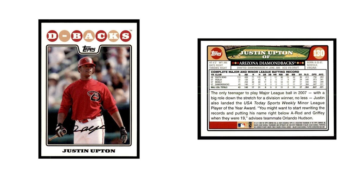 Justin Upton 2008 Topps #130 Baseball Cards Baseball Card NM