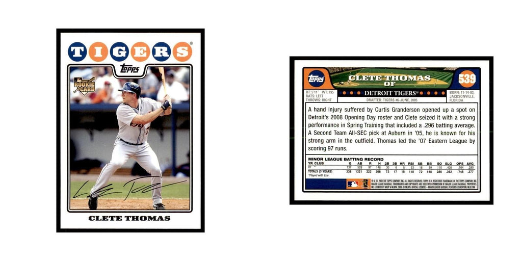 Clete Thomas Rookie 2008 Topps #539 Baseball Cards Baseball Card NM