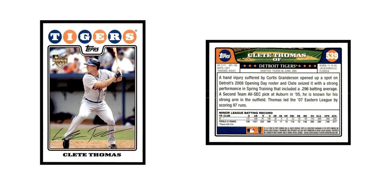 Clete Thomas Rookie 2008 Topps #539 Baseball Cards Baseball Card NM
