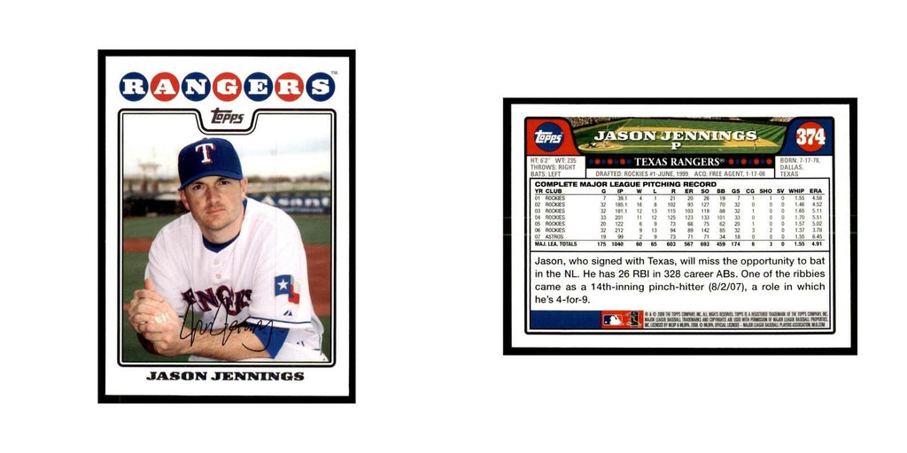 Jason Jennings 2008 Topps #374 Baseball Cards Baseball Card NM