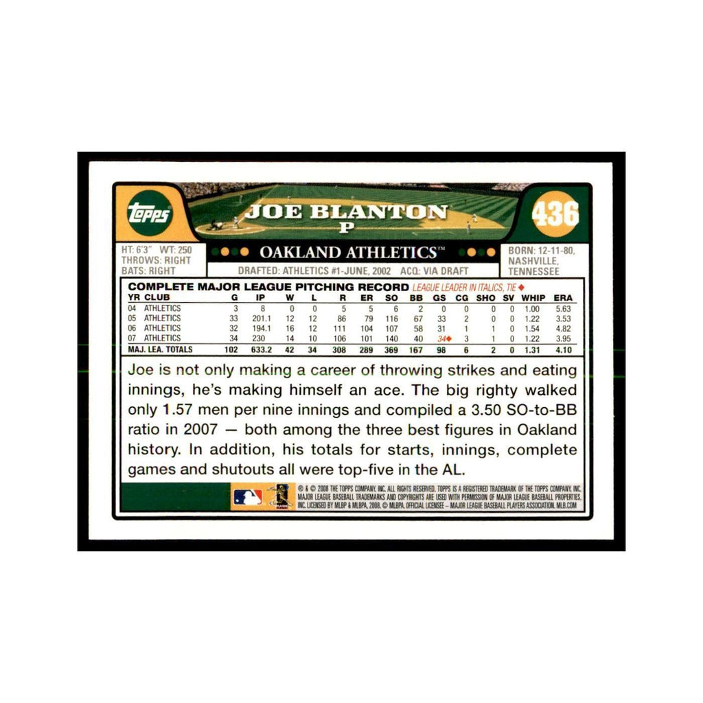 Joe Blanton 2008 Topps #436 Baseball Cards Baseball Card NM