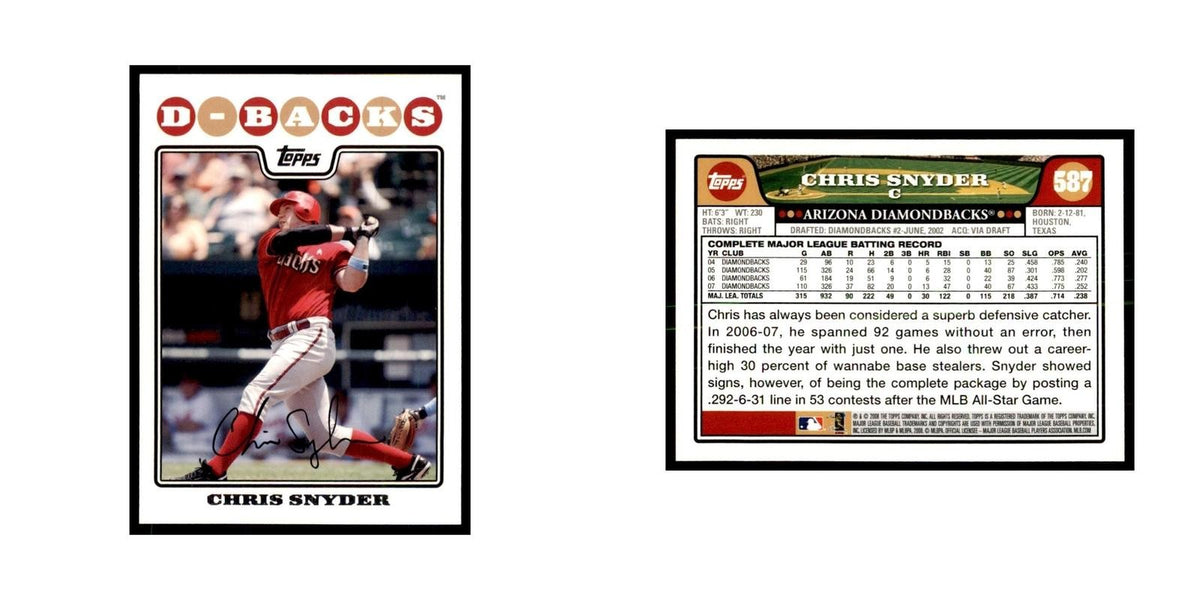 Chris Snyder 2008 Topps #587 Baseball Cards Baseball Card NM
