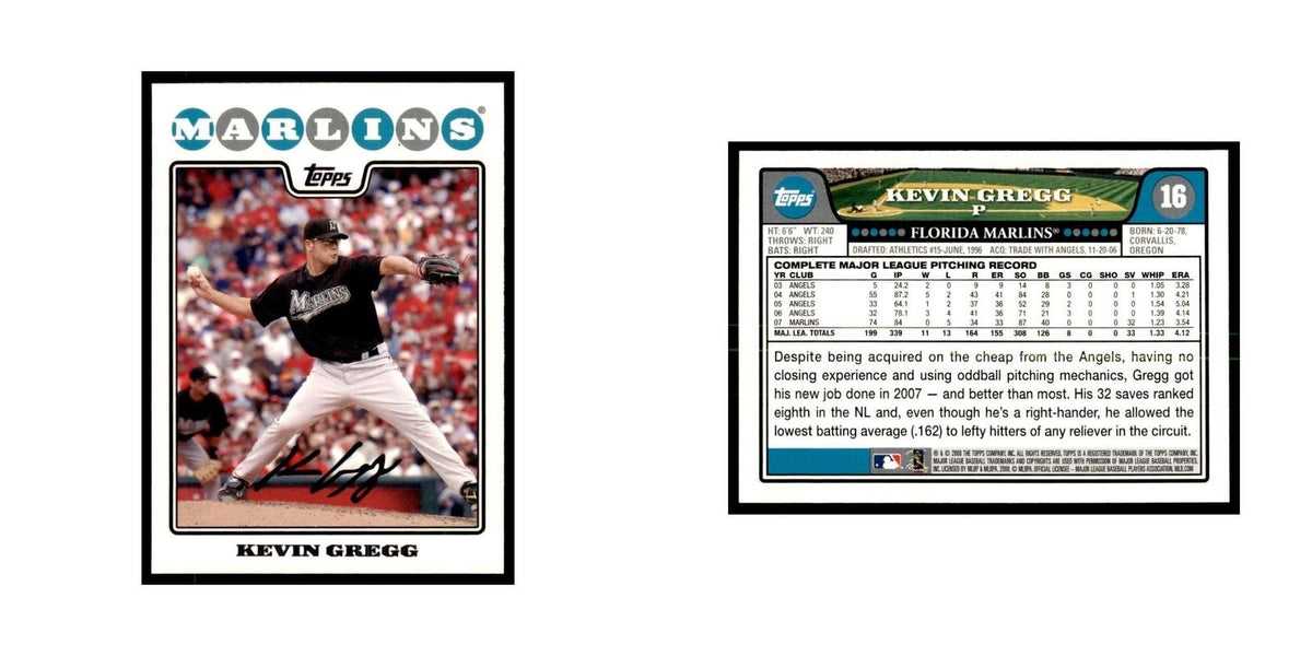 Kevin Gregg 2008 Topps #16 Baseball Cards Baseball Card NM