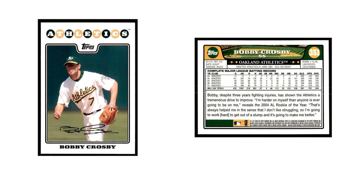 Bobby Crosby 2008 Topps #351 Baseball Cards Baseball Card NM