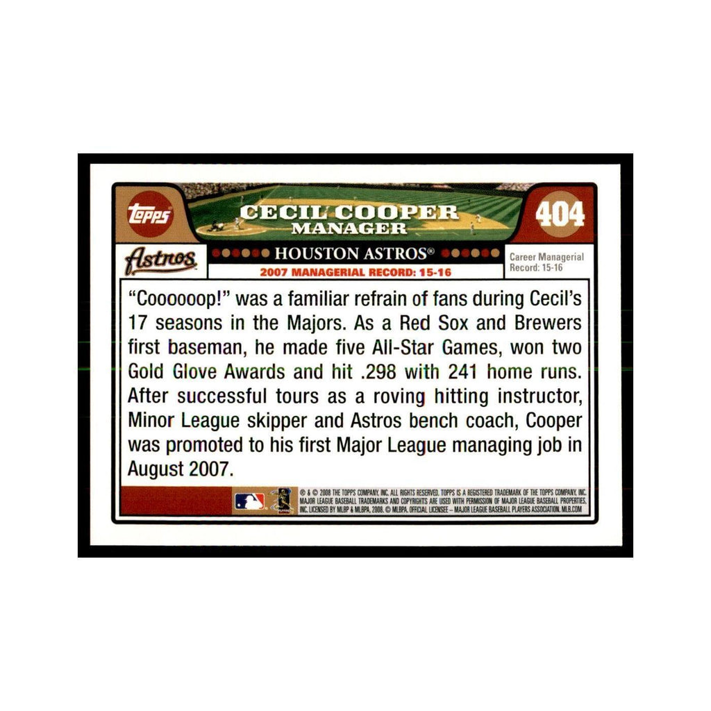 Cecil Cooper 2008 Topps #404 Baseball Cards Baseball Card NM