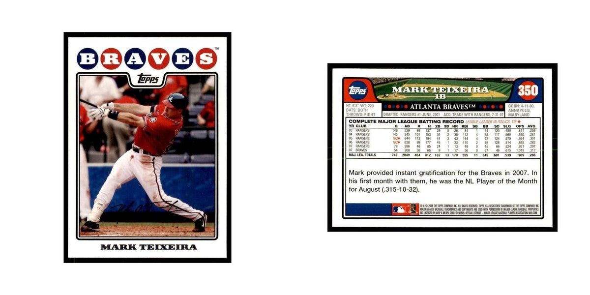 Mark Teixeira 2008 Topps #350 Baseball Cards Baseball Card NM